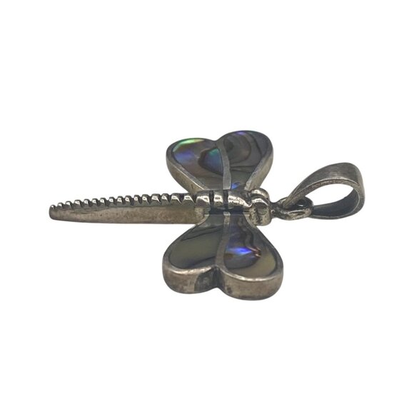 Sterling Silver 925 Dragonfly Pendant Necklace Abalone Shell 18" Chain 4.67g - Picture 12 of 12